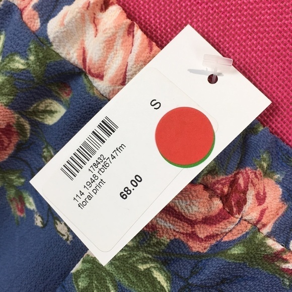 RB Couture Blue Floral Off-The-Shoulder Blouse Top - Picture 6 of 7